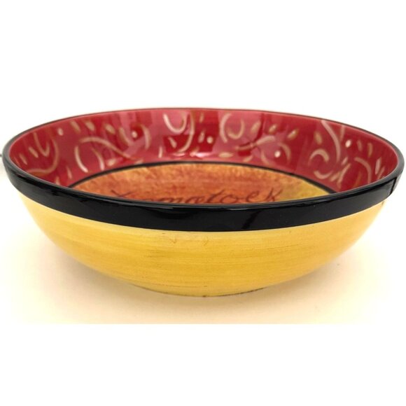 Tomato Serving Bowl Hand Painted Ceramic by Certified International Red Yellow - Picture 3 of 5
